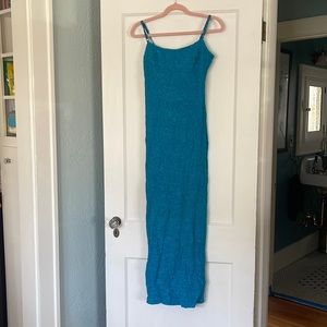 Teal City Triangles back slit sparkly sheath dress